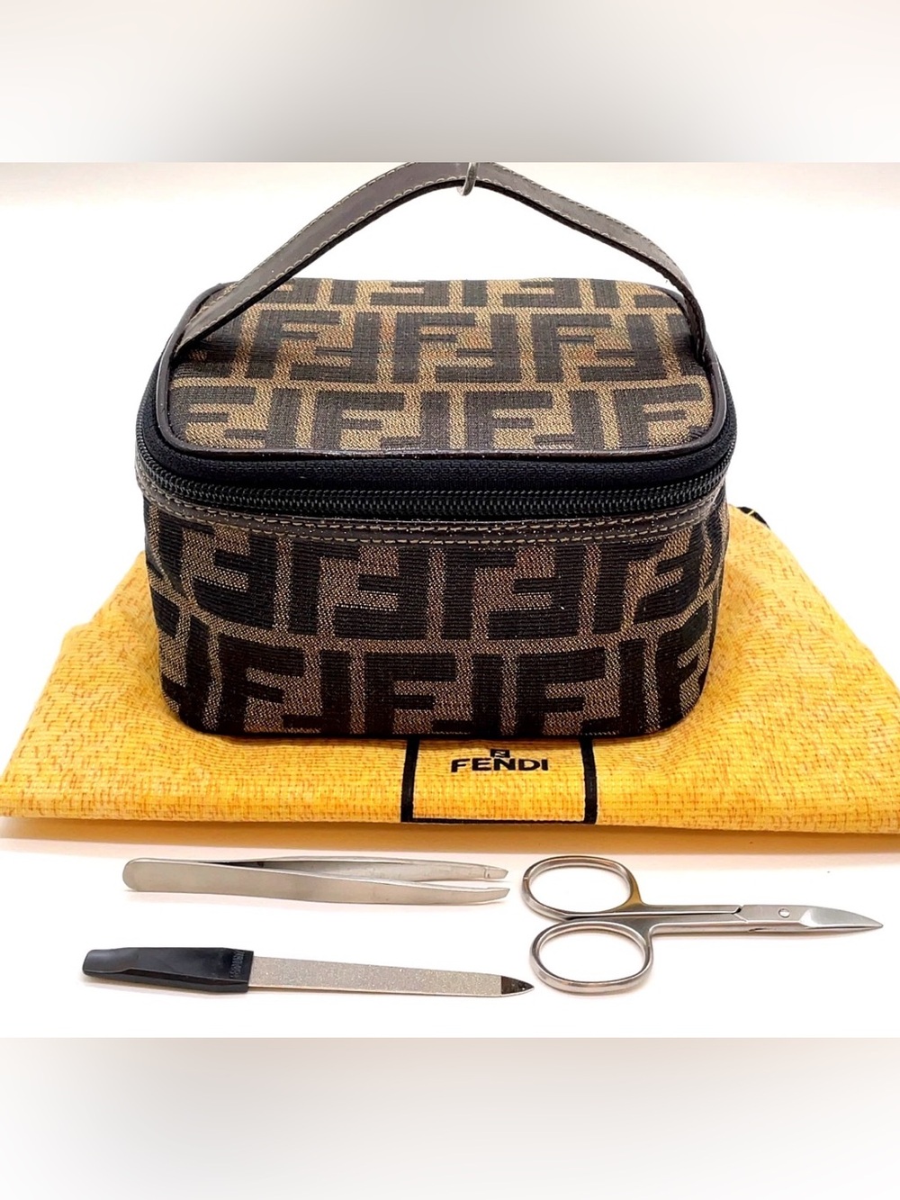 Fendi Brown and Black Zucca Canvas Travel Grooming Case so 🥰 cute